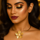 Golden Petal Pearl Centered Choker Necklace