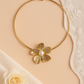 Golden Petal Pearl Centered Choker Necklace