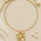 Golden Petal Pearl Centered Choker Necklace