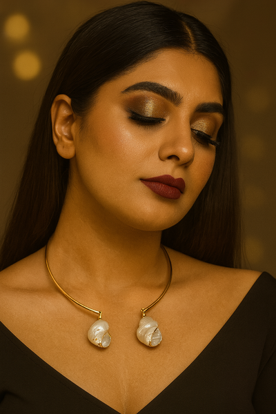 Minimal Golden Shell-End Choker Necklace for Women