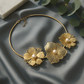 Textured Floral Trio Choker Necklace with Pearls