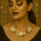 Elegant Floral Design Choker with Pearl Centers