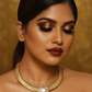 Bold Pearl Center Gold Plated Statement Choker Necklace
