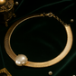 Bold Pearl Center Gold Plated Statement Choker Necklace