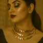 Triple Layered Hammered Gold Statement Collar Necklace