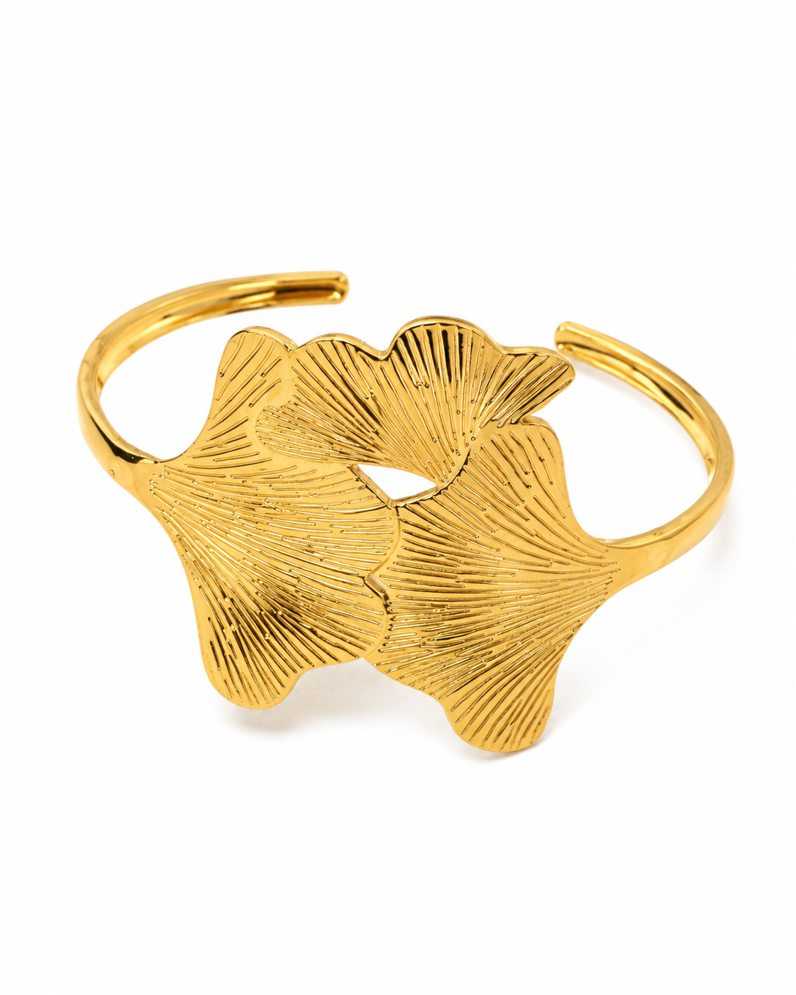 Ginkgo Leaf Open Cuff Bracelet