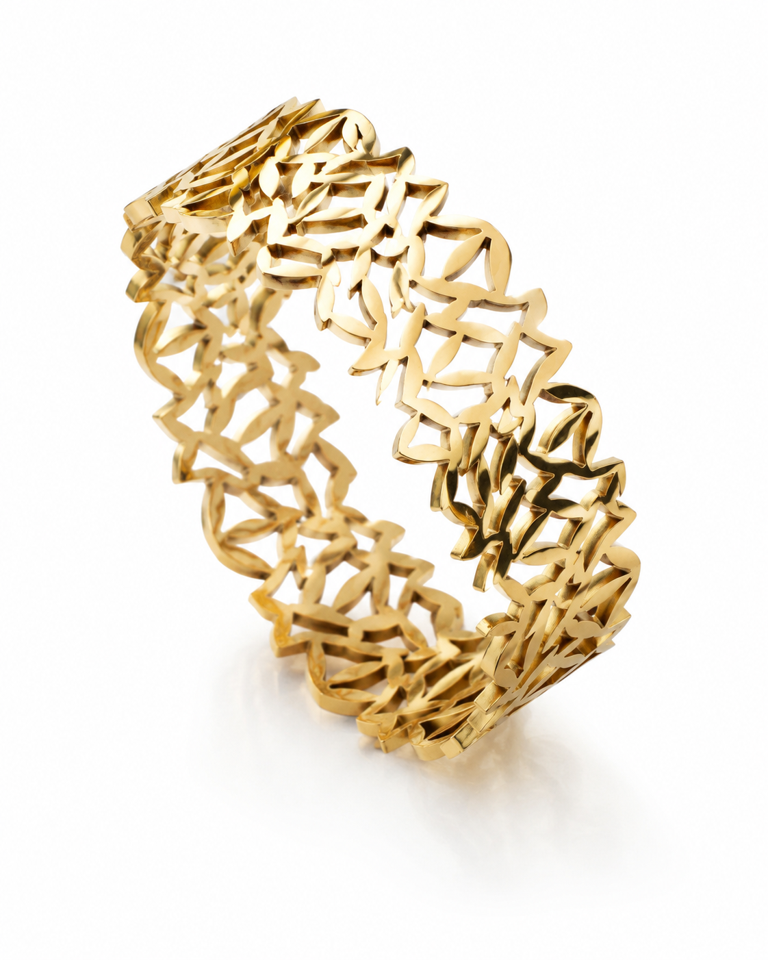 Woven Leaf Lattice Bangle Bracelet