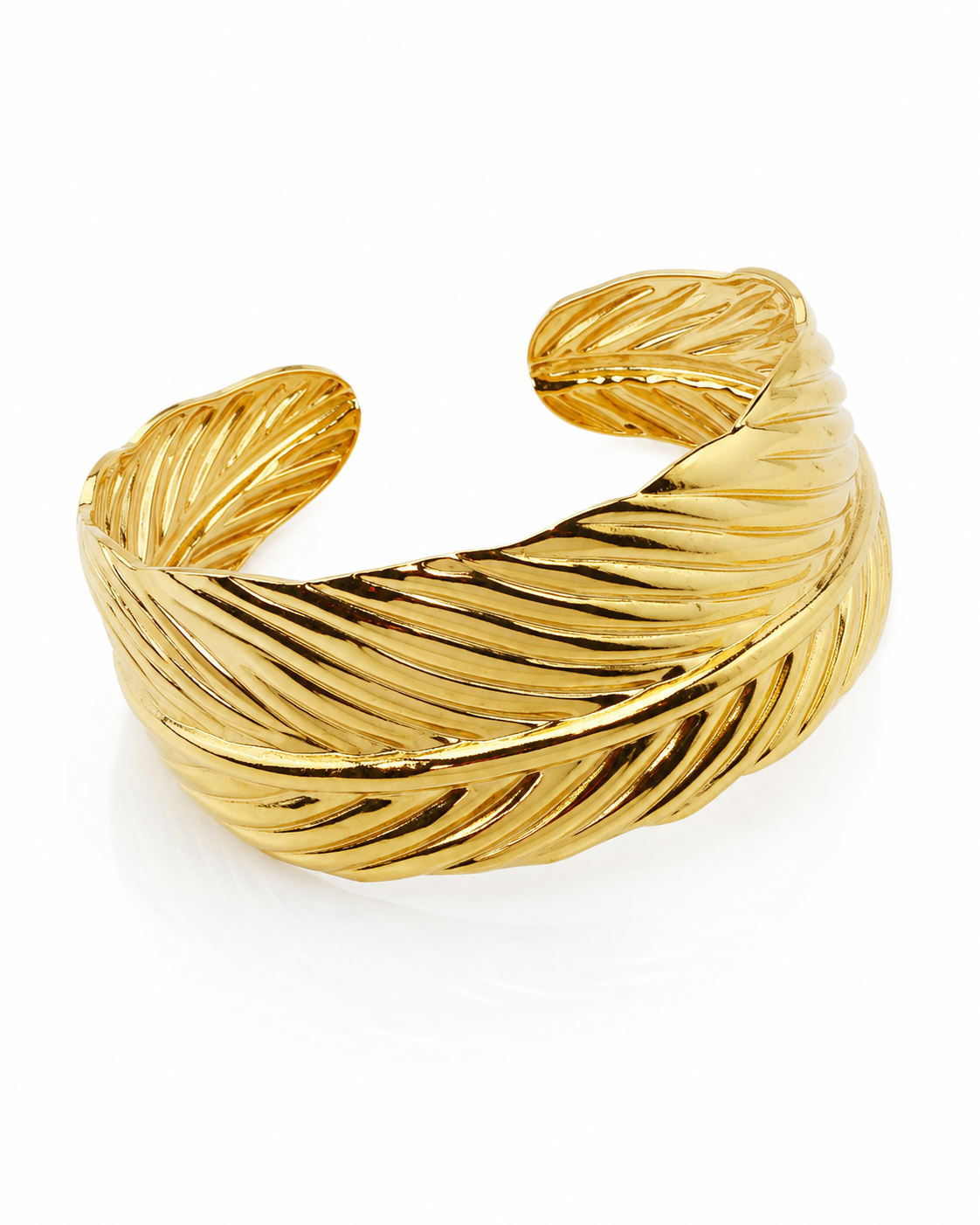 Feather Wave Textured Cuff Bracelet