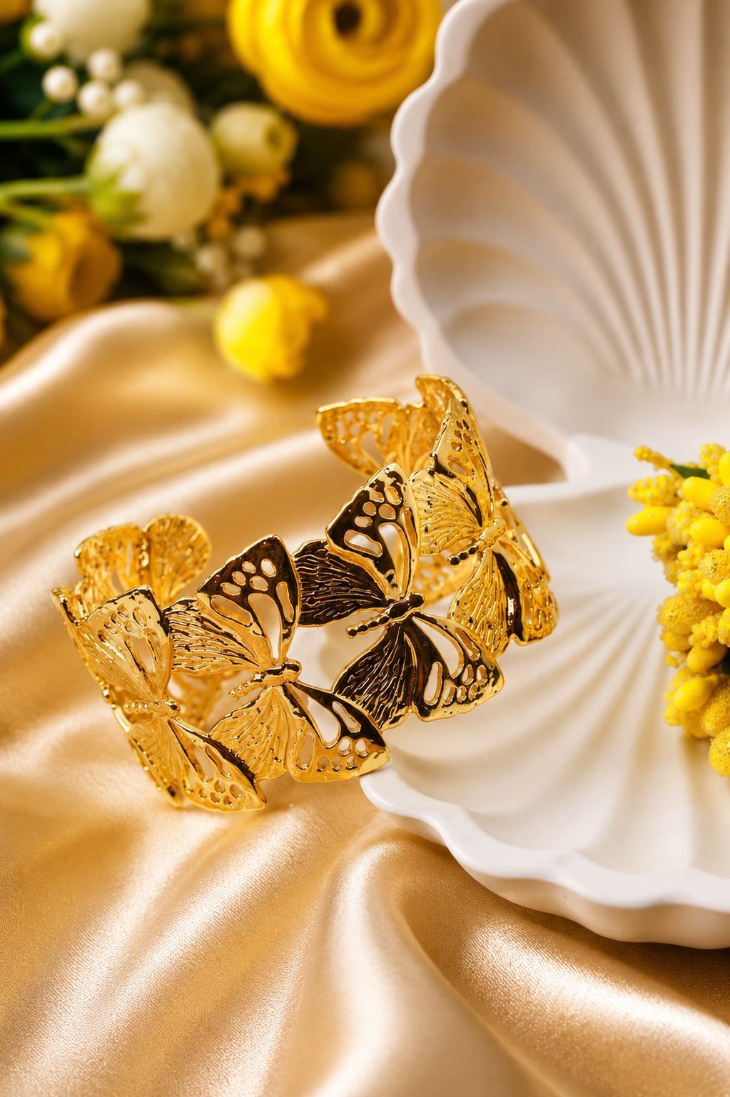Butterfly Garden Link Cuff Bracelet