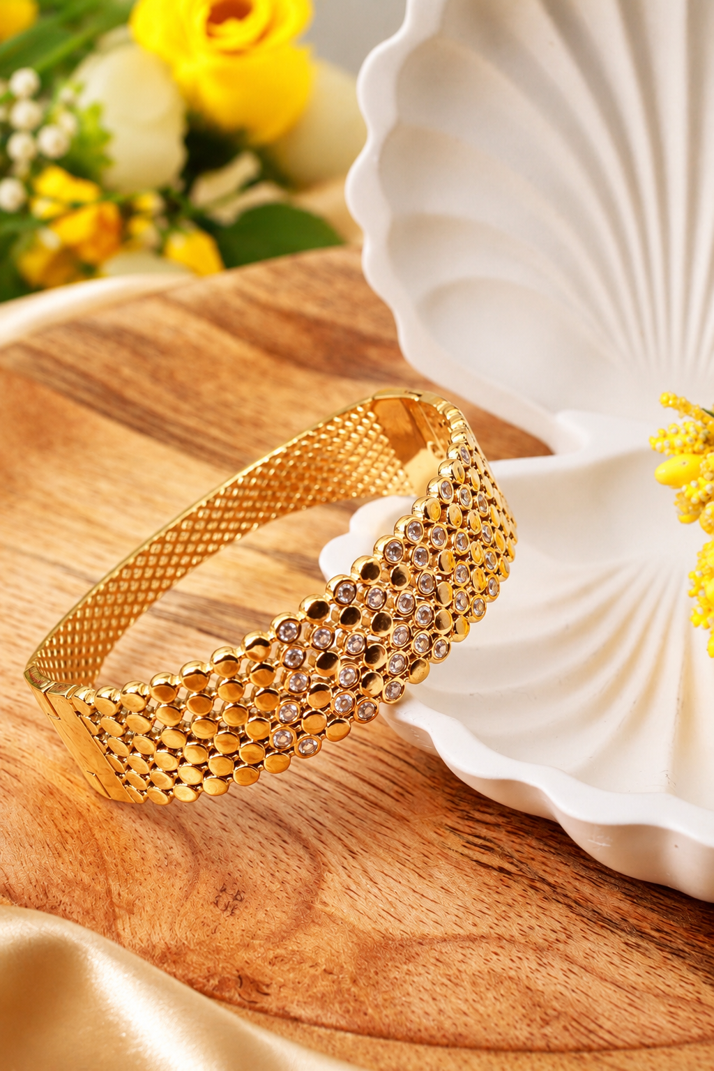 Sparkle Pavé Wide Cuff Bangle Bracelet