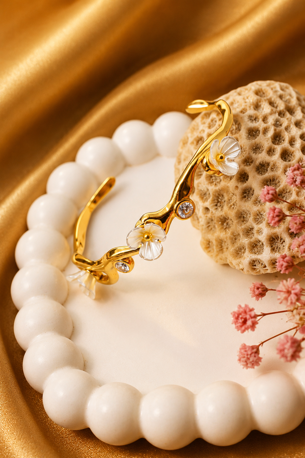 Blossom Branch Open Cuff Bracelet
