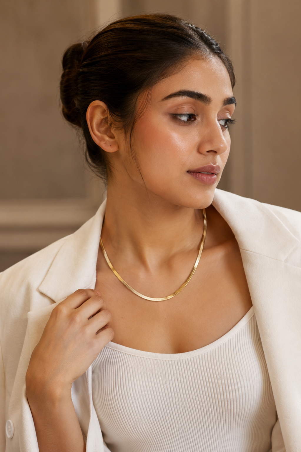 Simple XL snake chain necklace, gold plated titanium steel