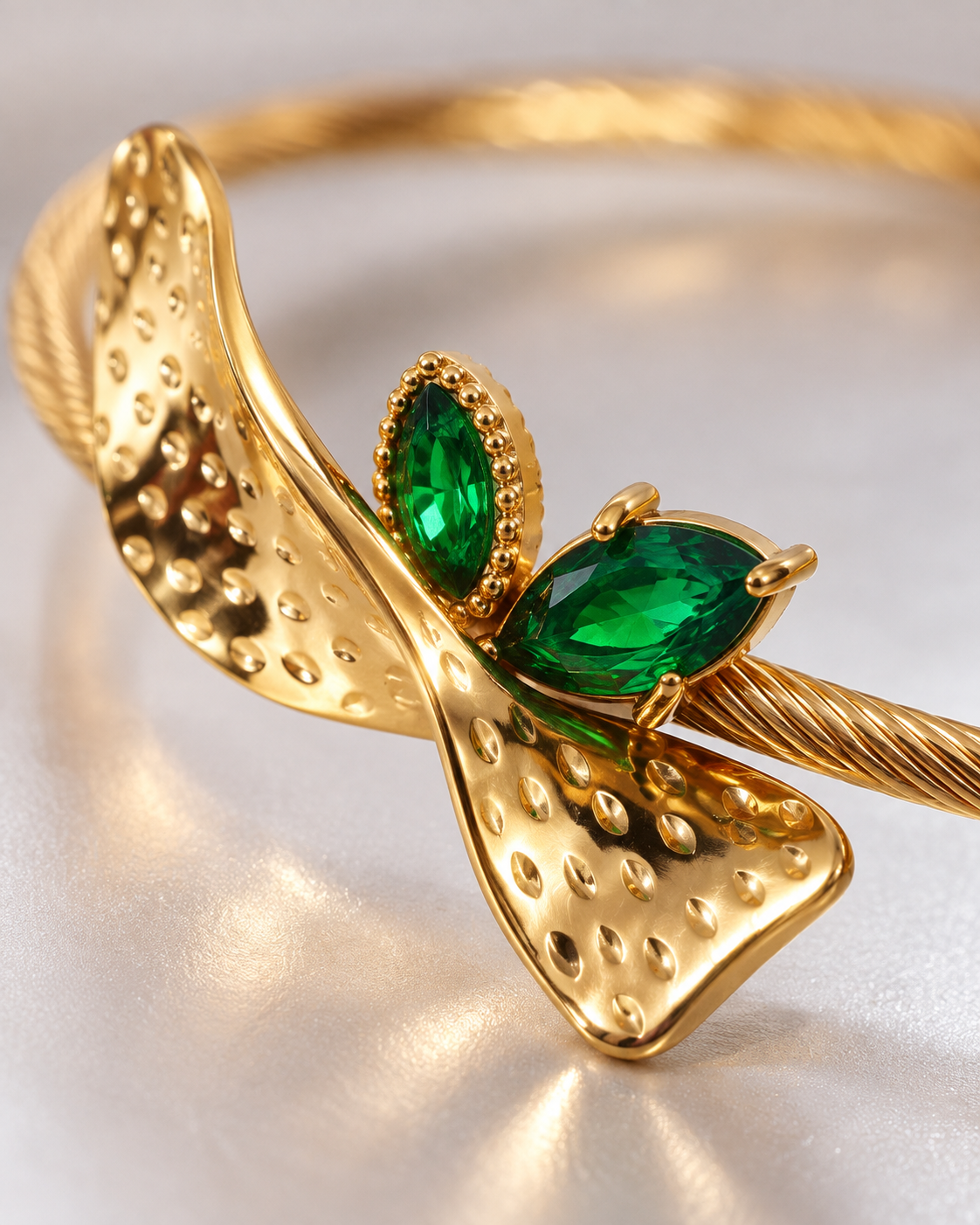 Green Stone Ribbon Cuff alternate angle - Maxiblink