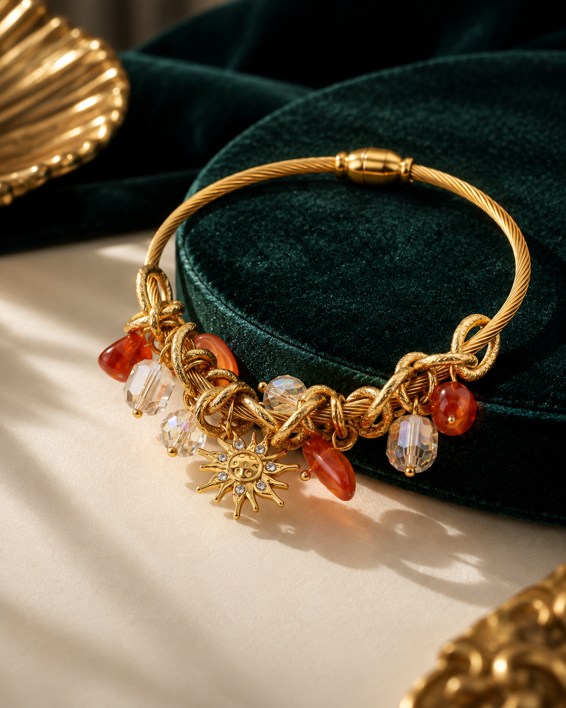 Sunburst Charm Cuff full view - Maxiblink
