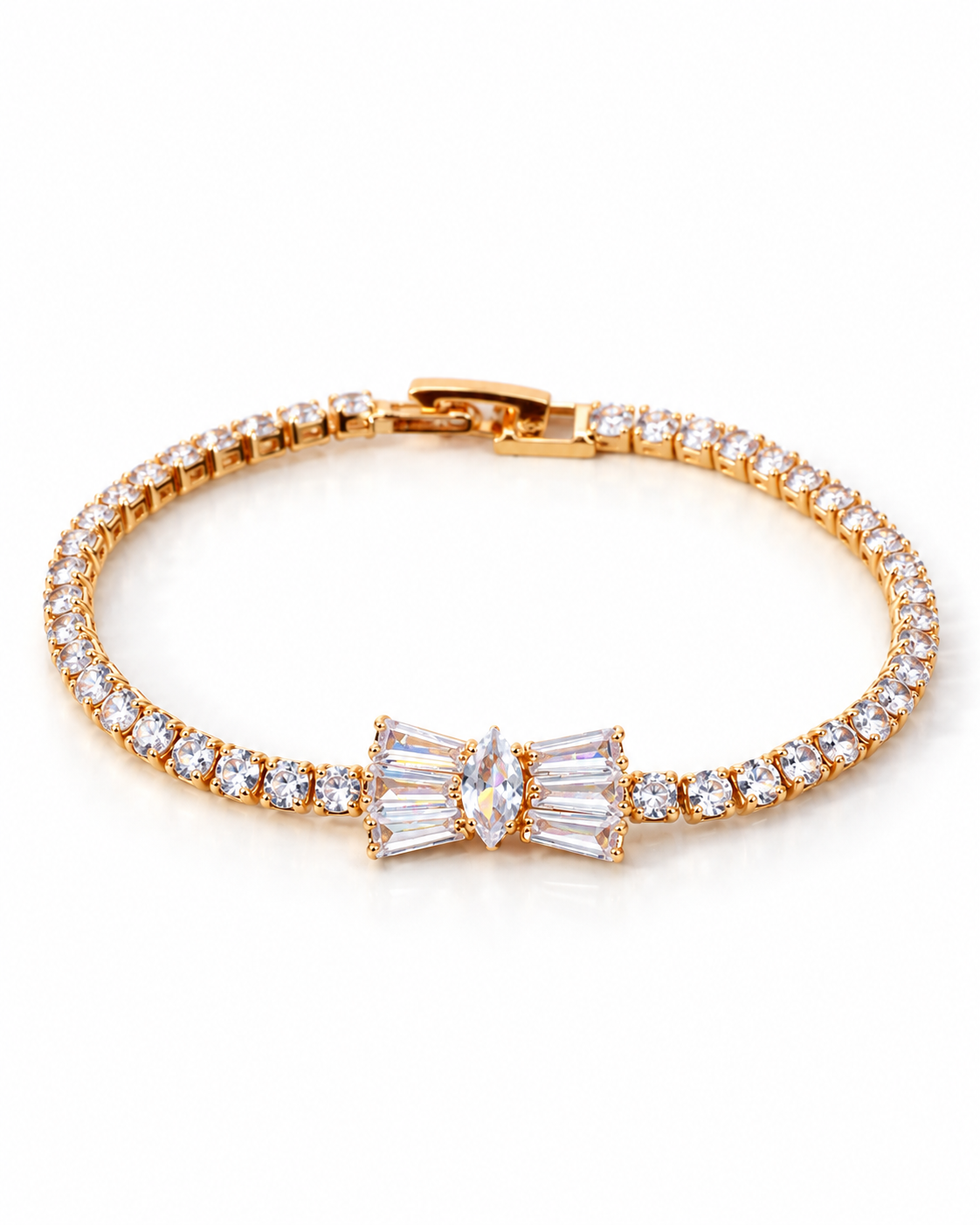 Bow Baguette Tennis Bracelet close-up detail - Maxiblink