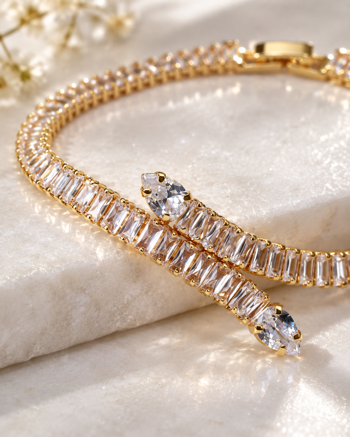 Baguette Wrap Tennis Bracelet alternate angle - Maxiblink