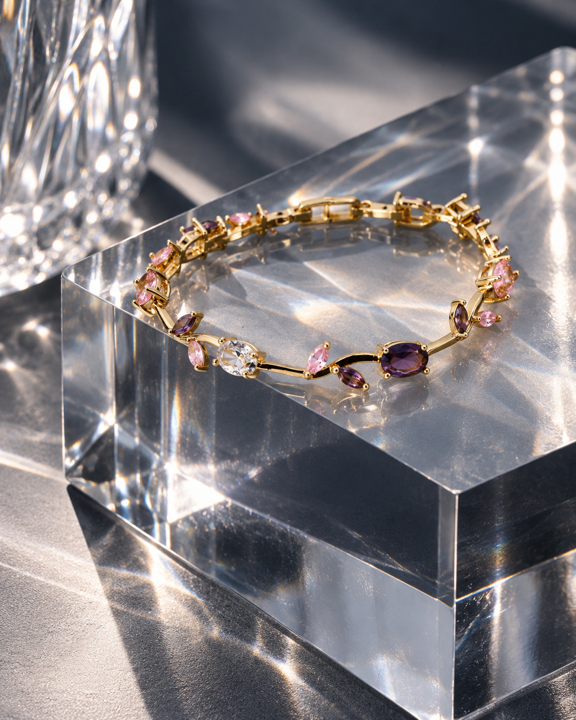 Pink Vine Tennis Bracelet additional angle - Maxiblink