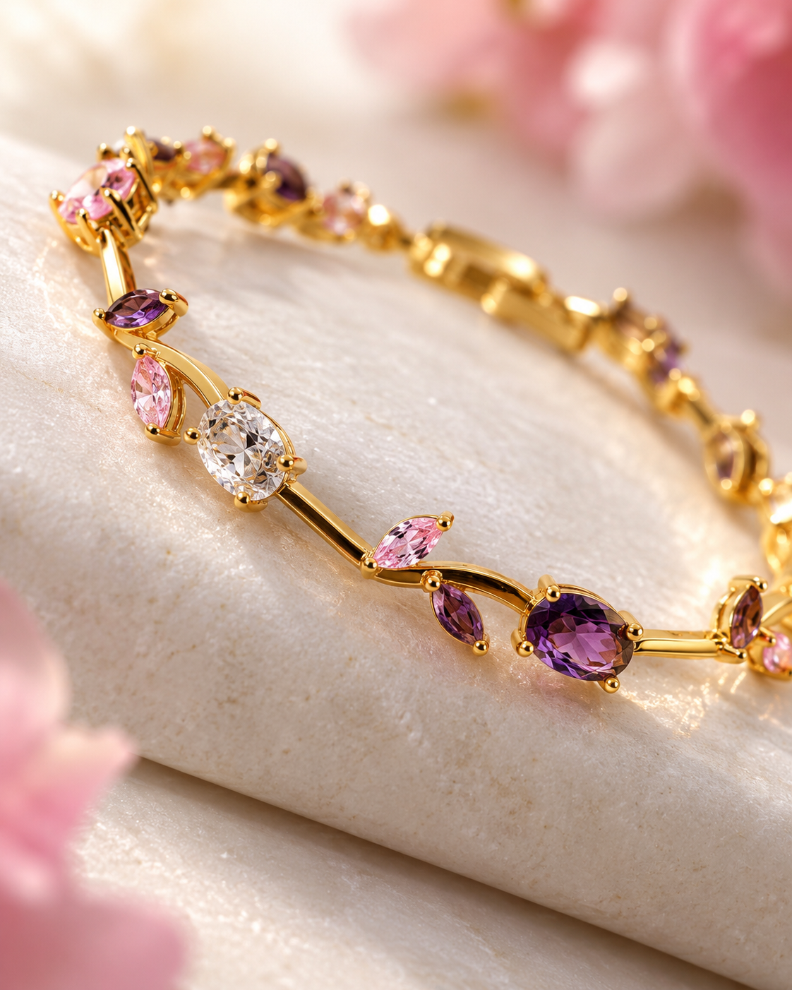 Pink Vine Tennis Bracelet alternate angle - Maxiblink