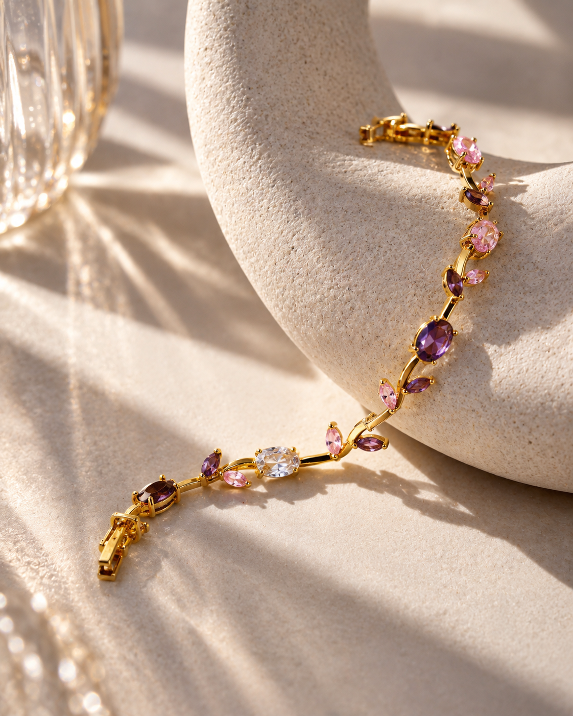 Pink Vine Tennis Bracelet styling view - Maxiblink