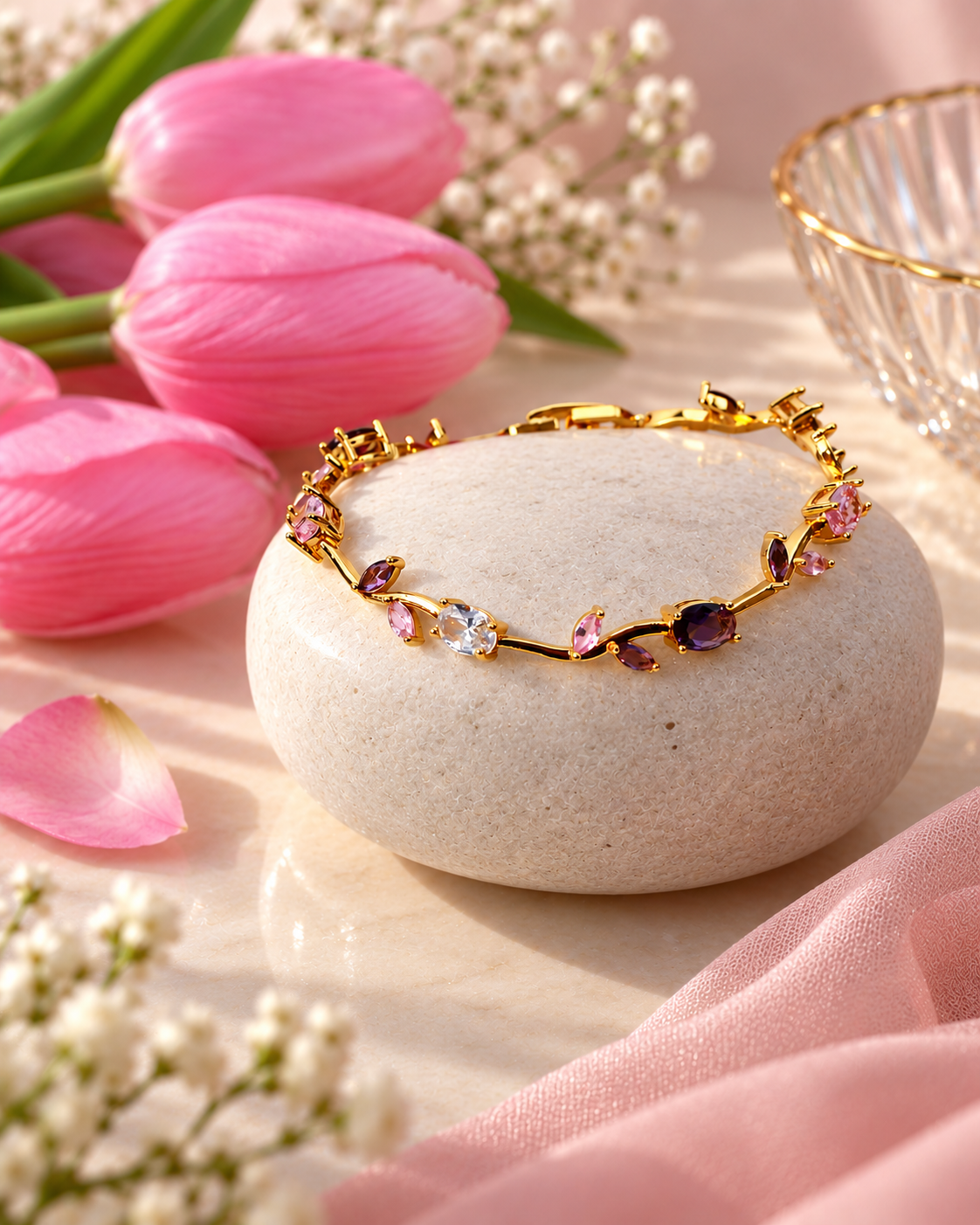 Pink Vine Tennis Bracelet product photo - Maxiblink