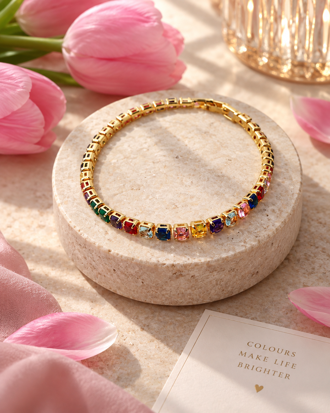 Rainbow Stone Tennis Bracelet product photo - Maxiblink