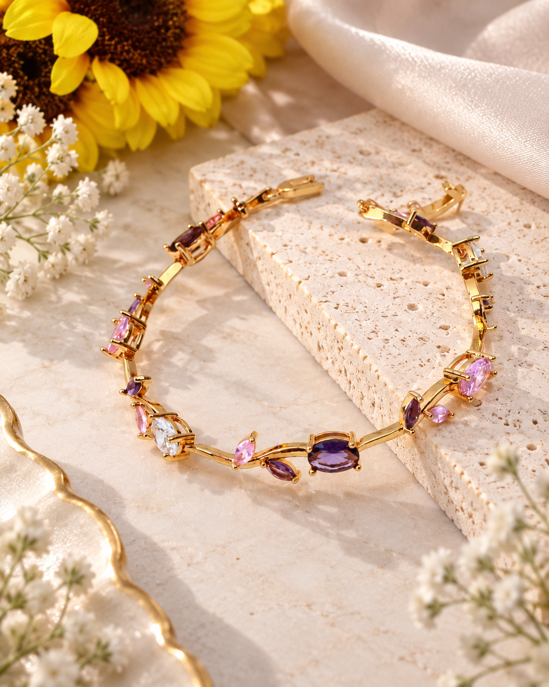 Pink Vine Tennis Bracelet full view - Maxiblink
