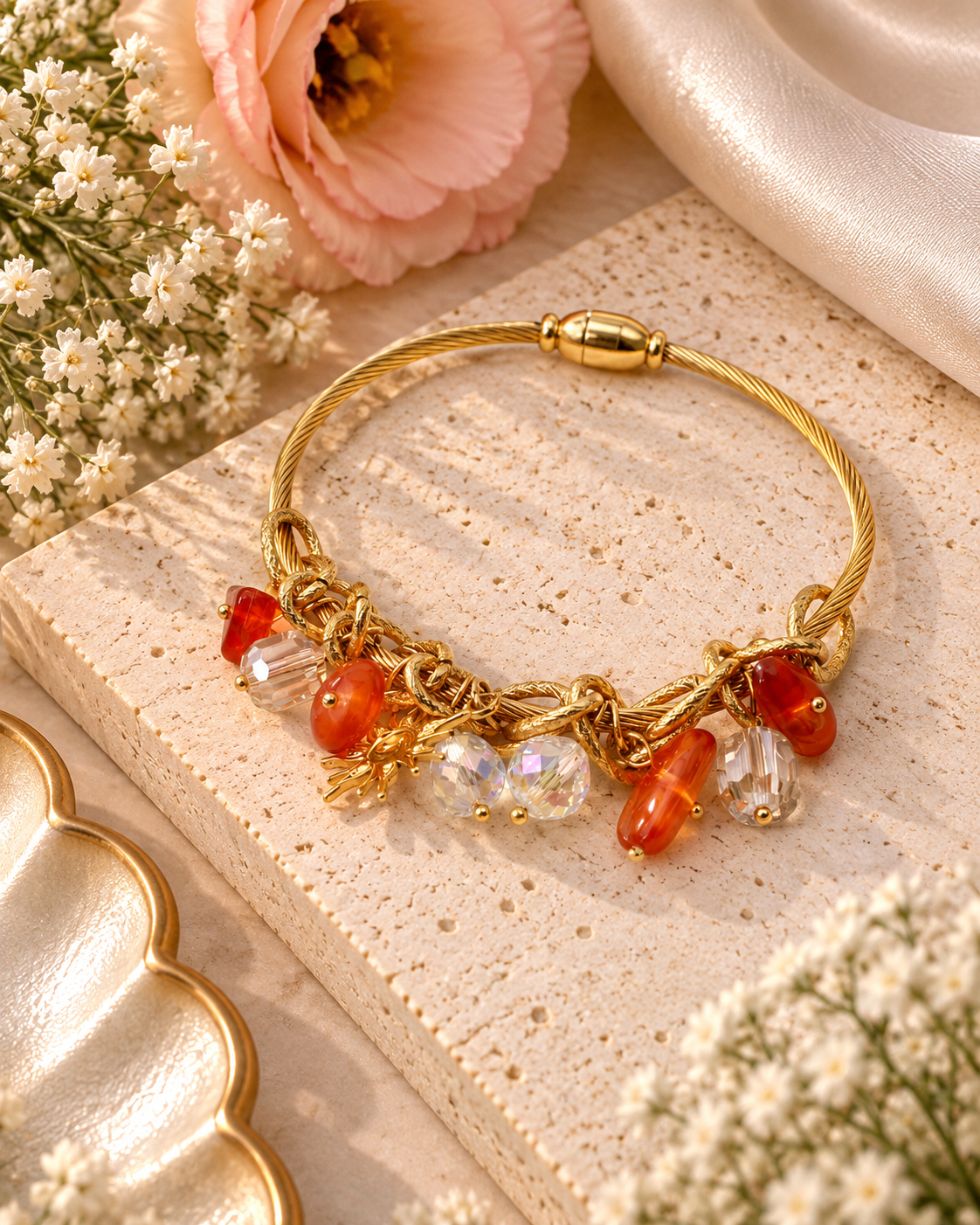 Sunburst Charm Cuff styling view - Maxiblink