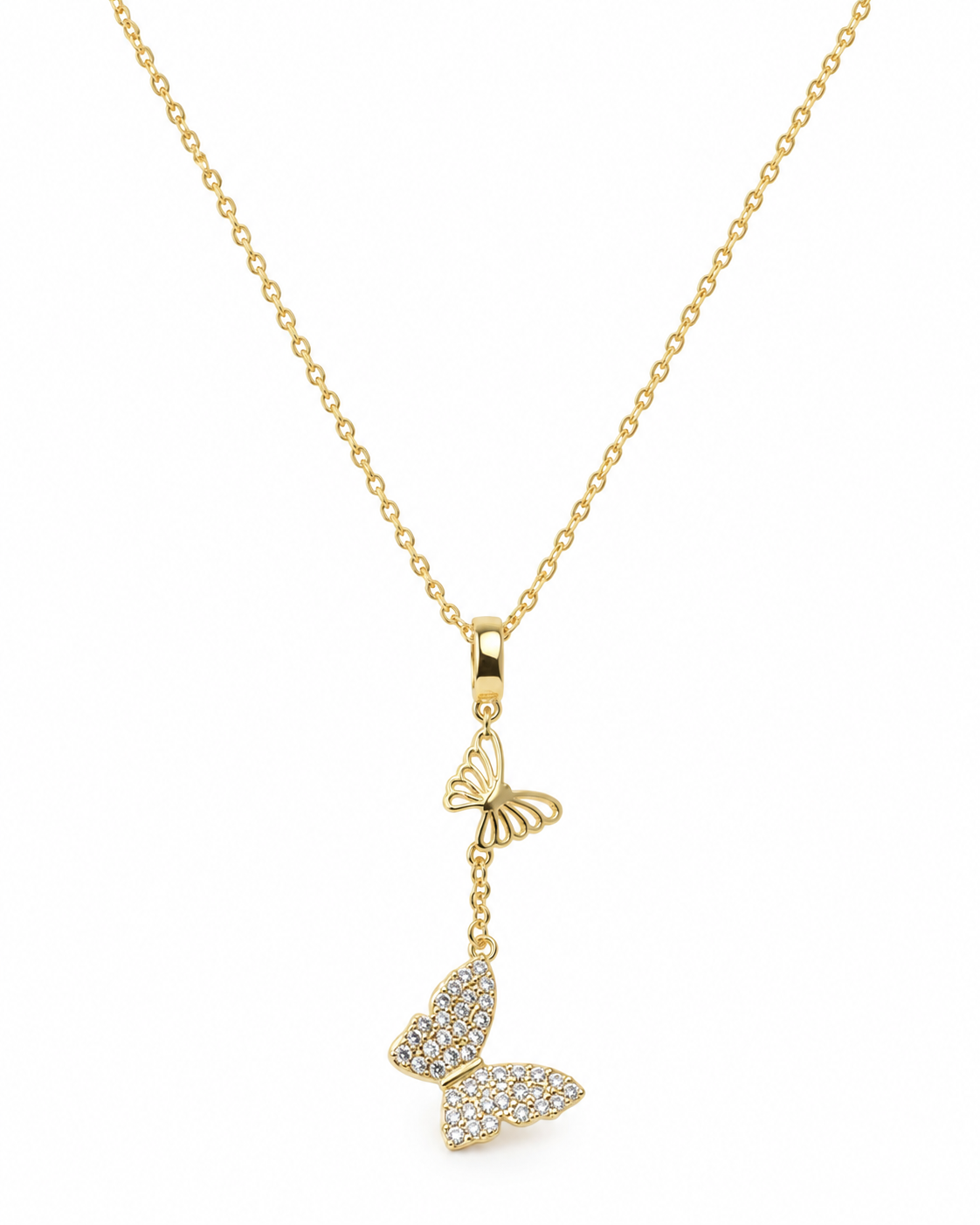 Butterfly Duo Lariat Necklace close-up detail - Maxiblink
