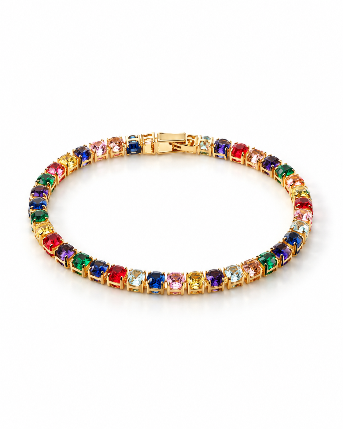 Rainbow Stone Tennis Bracelet close-up detail - Maxiblink