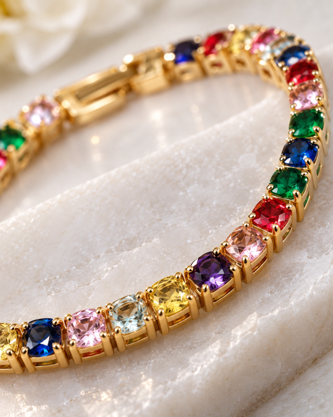 Rainbow Stone Tennis Bracelet alternate angle - Maxiblink