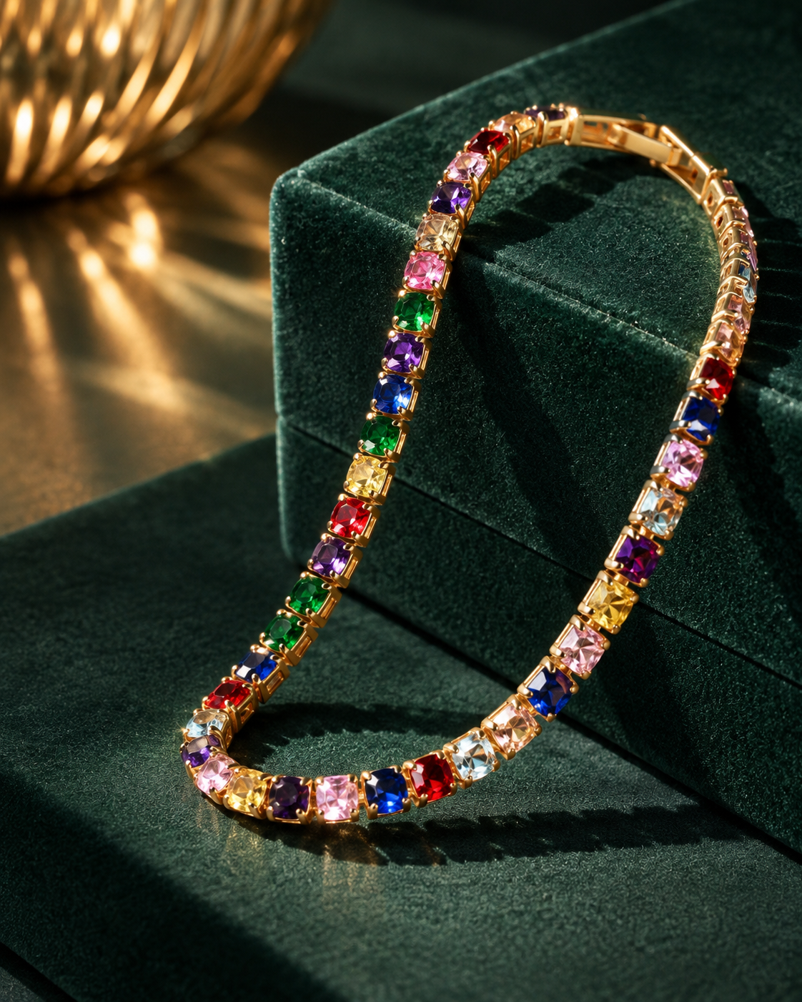 Rainbow Stone Tennis Bracelet full view - Maxiblink