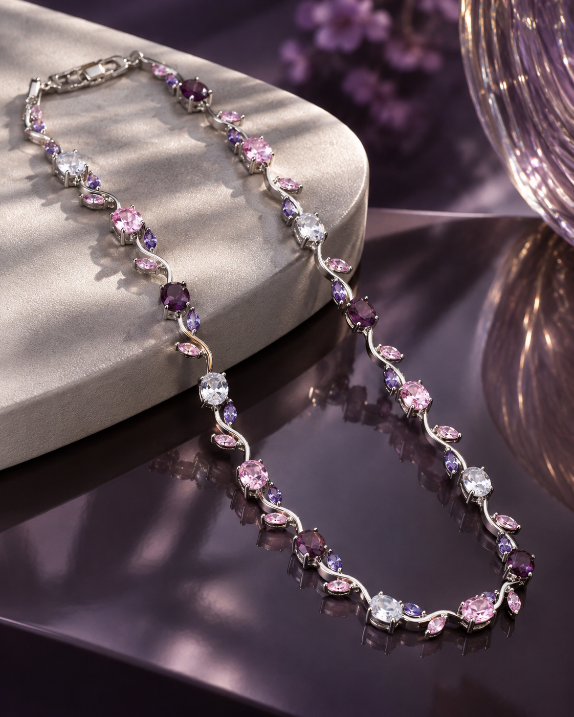 Multi-Stone Wave Necklace product photo - Maxiblink