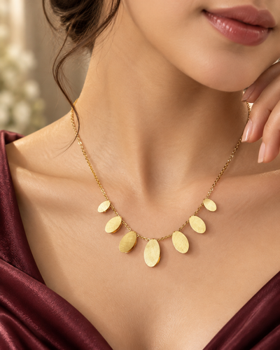 Brushed Gold Disc Dangle Necklace - anti-tarnish pendant necklace - Maxiblink
