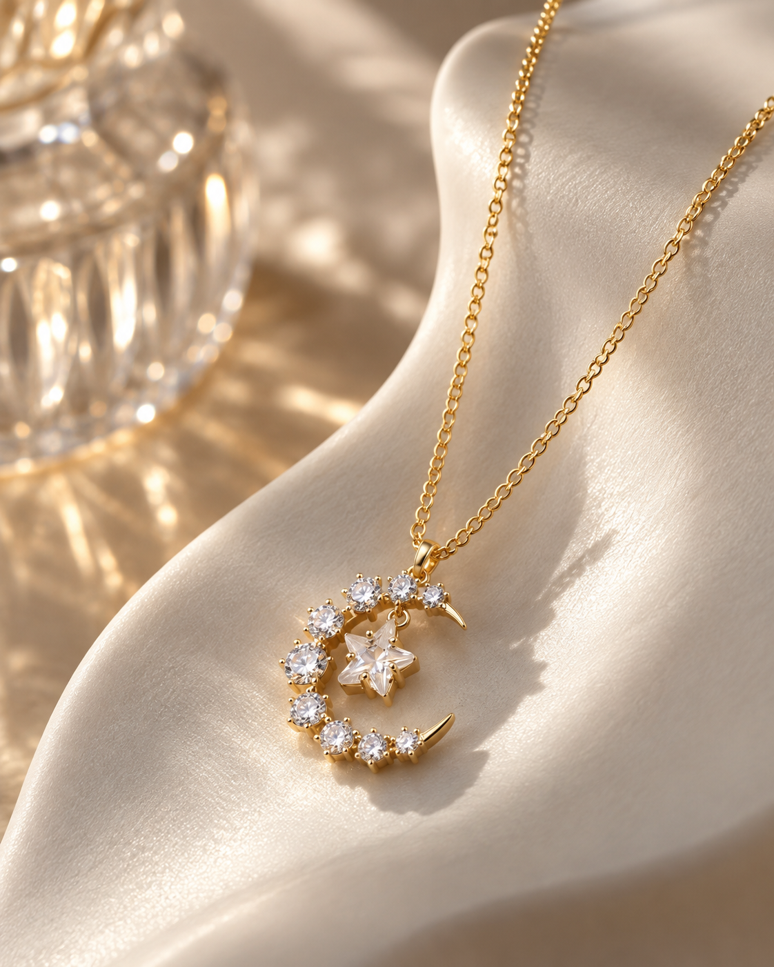 Celestial Moon & Star Pendant Necklace product photo - Maxiblink