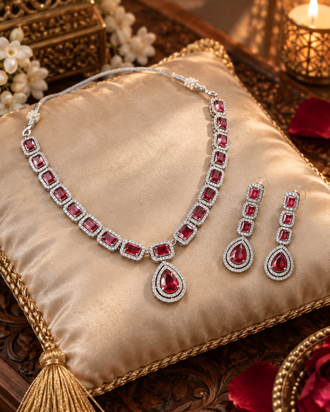 Pink Halo Link Necklace Set
