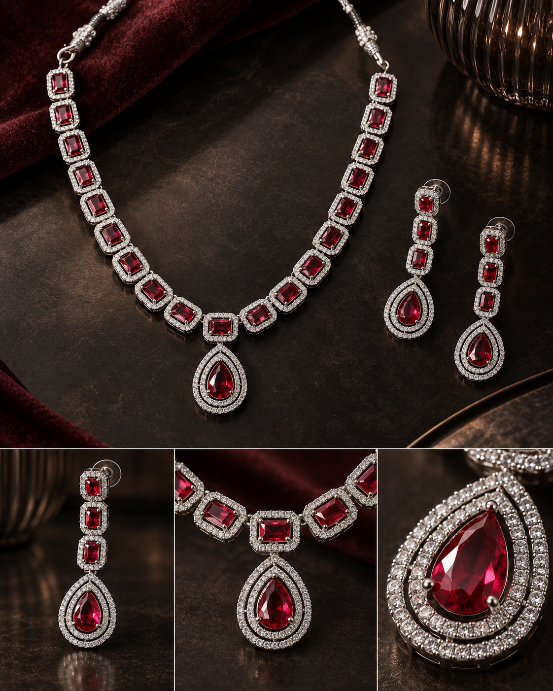 Pink Halo Link Necklace Set