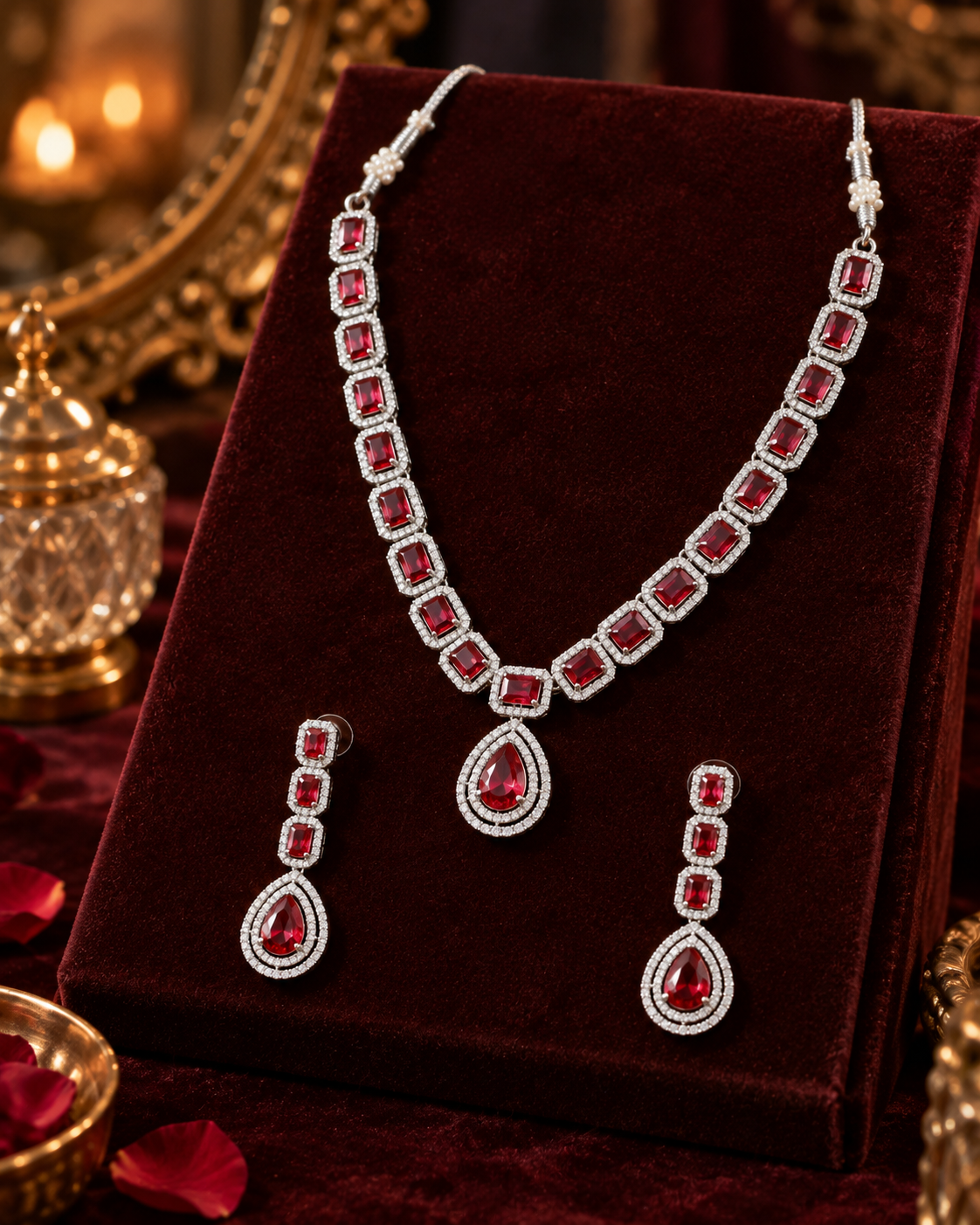 Pink Halo Link Necklace Set