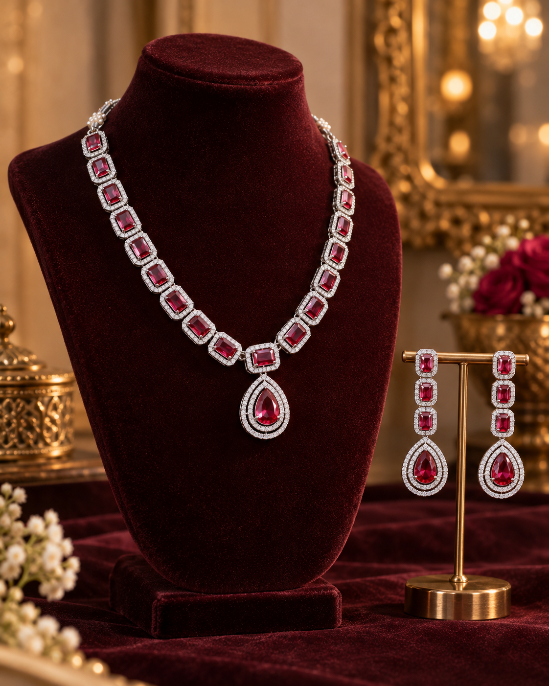 Pink Halo Link Necklace Set