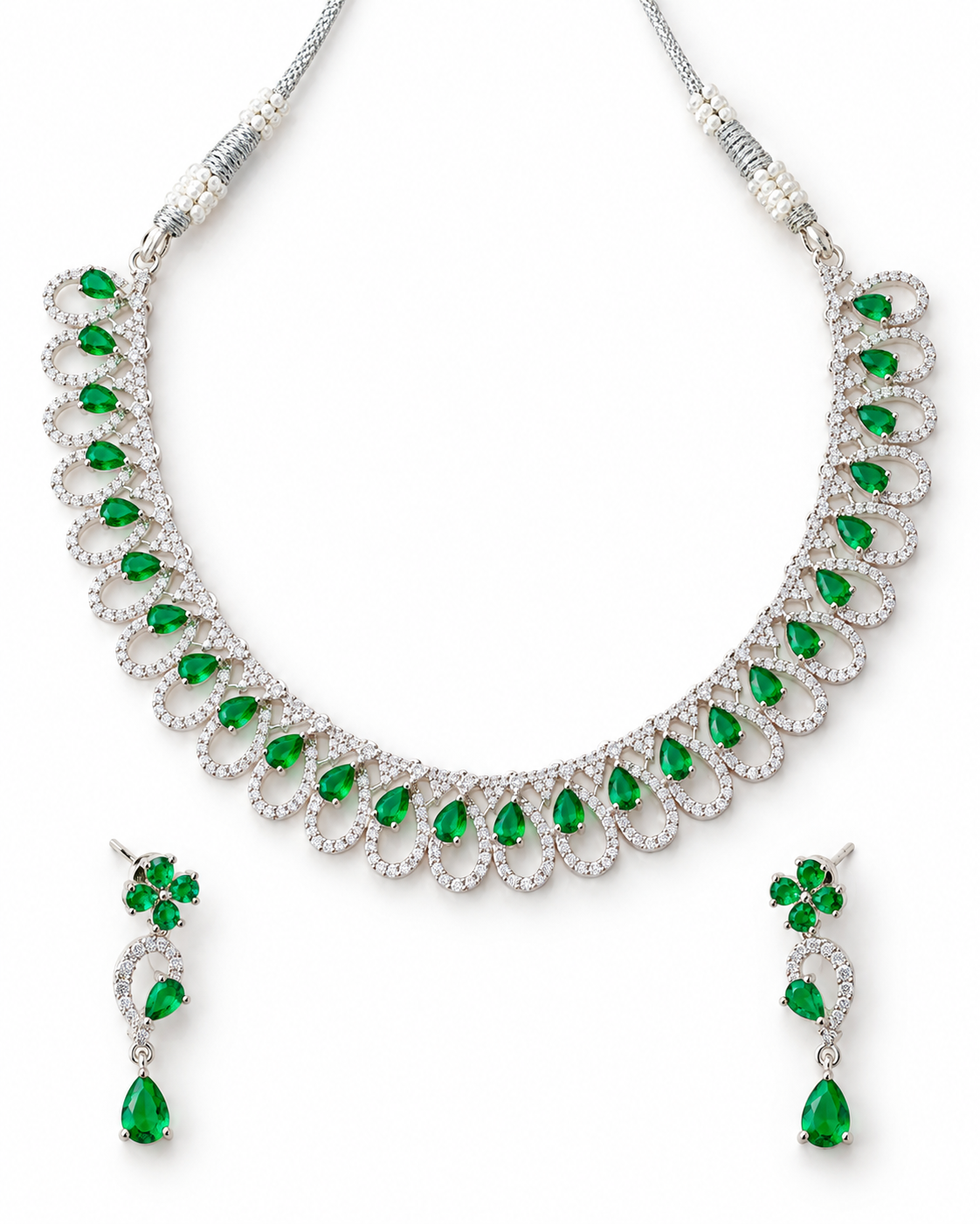 Emerald Loop Collar Necklace Set