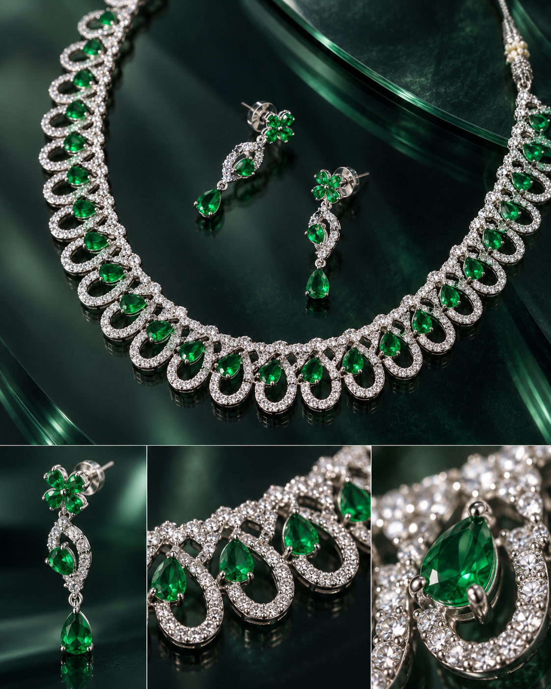 Emerald Loop Collar Necklace Set