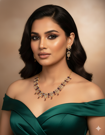 Vintage Noir Golden Necklace Set