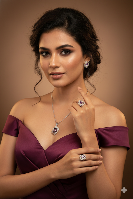 Pink Glam Ring Pendant Set