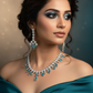 Elegant Blue Stone AD Necklace Set for Women | Sparkling Silver Finish