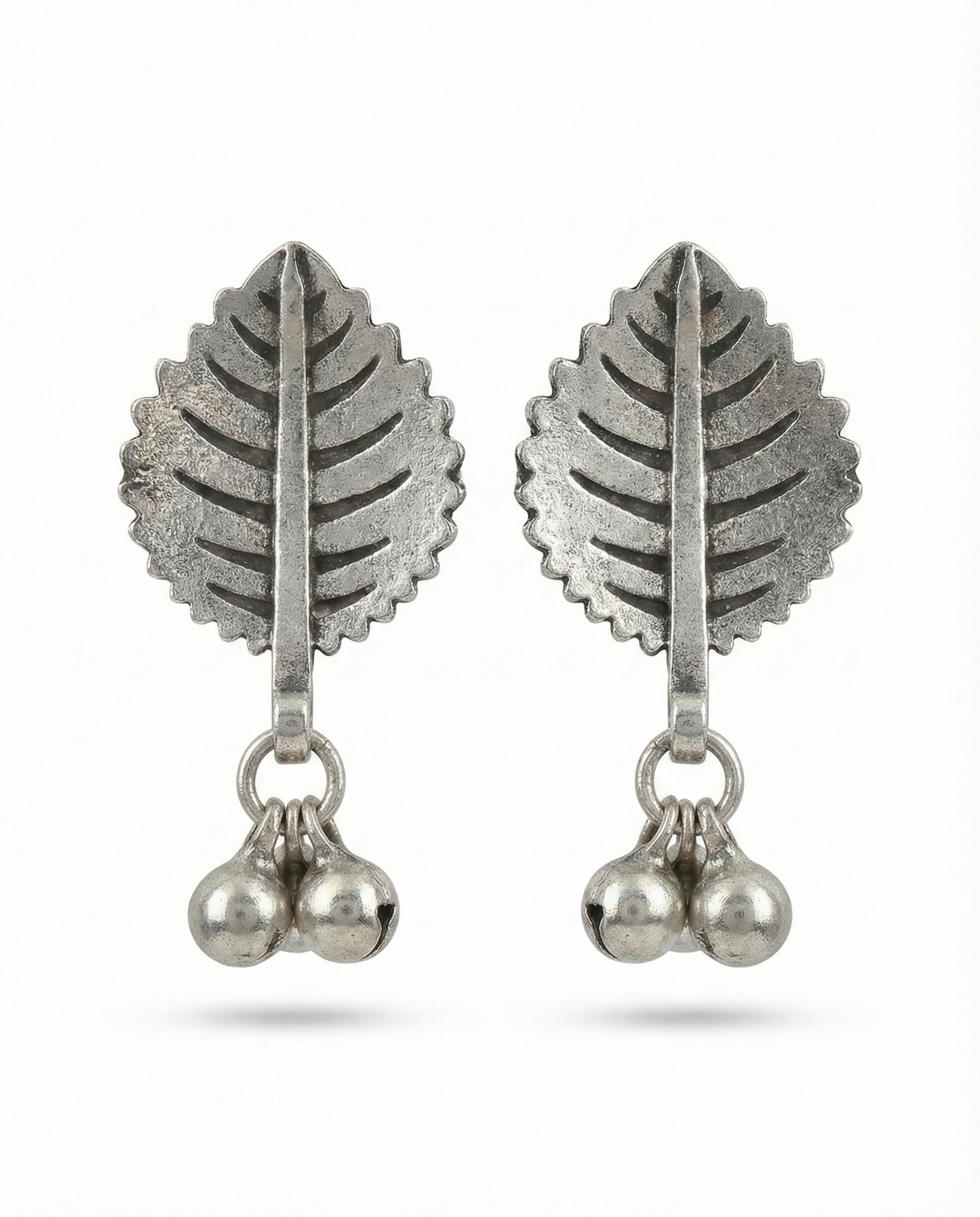 Leaf Dangling Oxidised German Silver Earrings | Antique Finish Ethnic Earrings