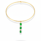 Hansuli Necklace with Triple Green Rectangle Pendant | Brass Anti Tarnish | Lightweight