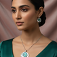 Round Green Shell Pendant Set - Silver Plated Green Abalone Jewelry | Long Lasting Shine
