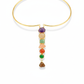 Hansuli Necklace with Vertical Multicolor Bar Pendant | Brass Anti Tarnish | Lightweight
