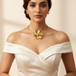 Gold Plated Hansli Necklace Set – Big Sculpted Flower with Golden Studs | Anti‑Tarnish