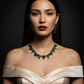 Korean Green Glass Stone Jewelry Necklace Set | Rhodium Plated Party & Bridal Jewelry with Earrings