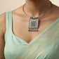 Oxidised German Silver Hansli Necklace with Square Tribal Pendant | Boho Statement Jewellery